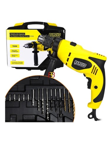 TALADRO 13mm C/PERC. 750W +ACC. TE75C BAROVO