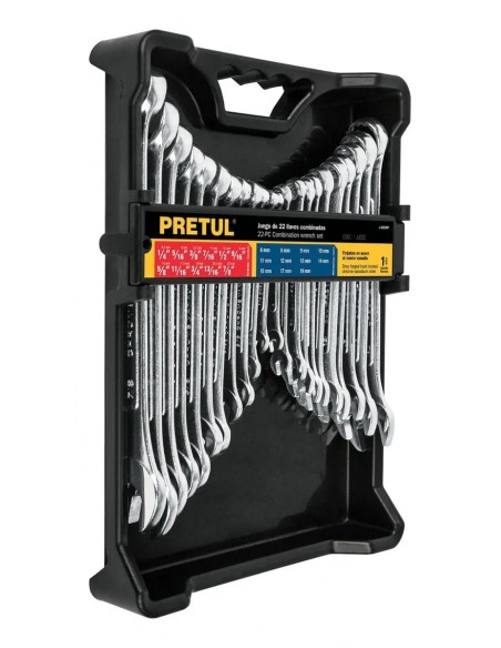 JUEGO 22 LLAVES COMBINADAS MM. Y PULG. 22018