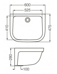 PILETA DE LAVAR S/FREG 60X48 FERRUM PLH AG/ST 2